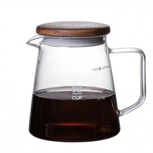 سيرفر قهوة زجاجي | غطاء خشبي | 500مل