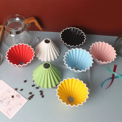 قمع تقطير سيراميك قاعدة خشبية 01-02 | V60 |وردي