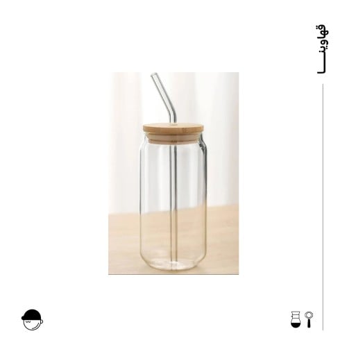 كوب زجاجي مع مزاز | 500 مل