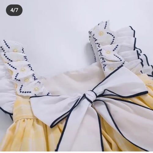 فستان بناتي أصفر - طوق