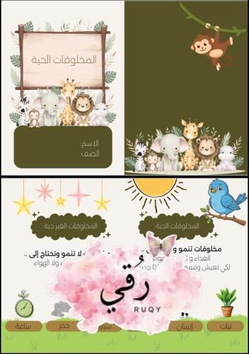 مطويه علوم الصف الاول ( المخلوقات الحية)