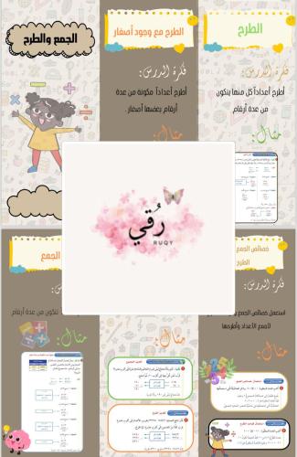 مطويه رياضيات الصف الرابع (الجمع والطرح)