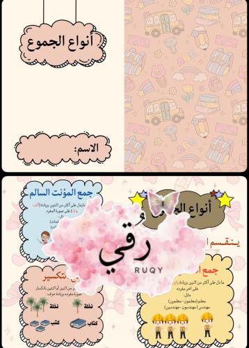 مطويه لغتي الصف خامس ( أنواع الجموع)