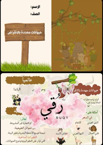 مطويه علوم رابع ( الحيوانات المهددة بالانقراض)