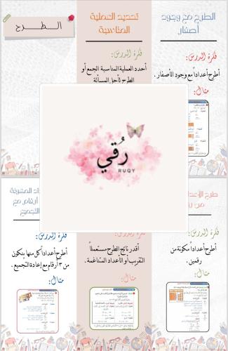 مطويه رياضيات الصف الثالث ( الطرح)
