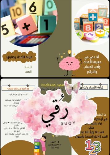 مطويه رياضيات الصف الثاني ( قراءة الاعداد وكتابتها...