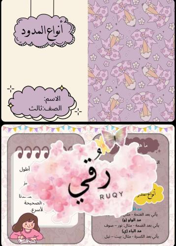 مطويه لغتي الصف ثالث ( أنواع المدود)