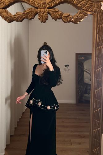 فستان شتوي مخملي