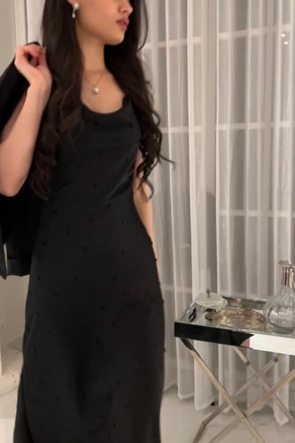 قطعتين فستان وجاكيت بدون خرز