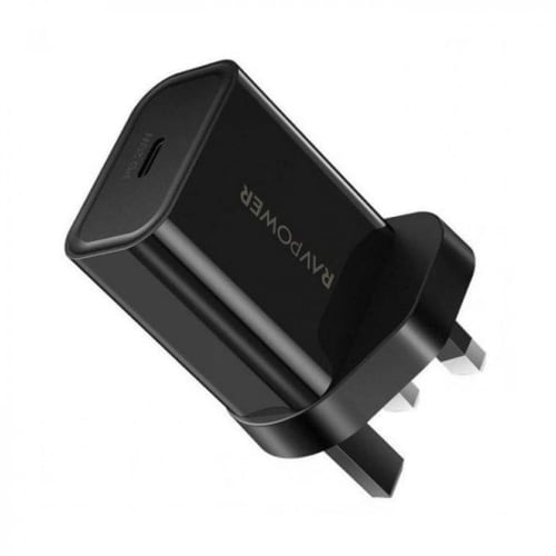 شاحن جداري راف باور 20 واط مدخل PD ، أسود