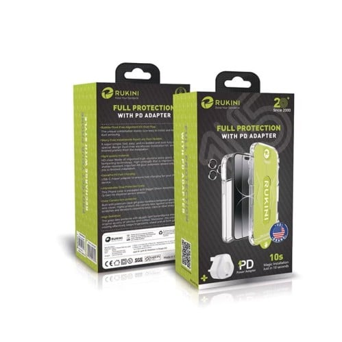 بكج حماية ايفون 15 6 في 1 + فيش جداري PD من روكيني
