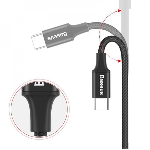 كيبل تايب سي USB بيسوس ، قماش ، اسود ، متر