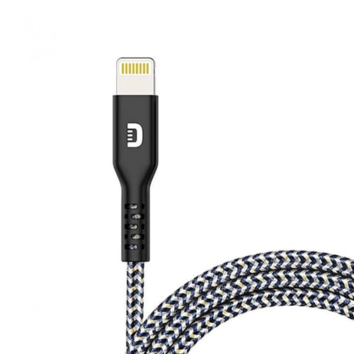 كيبل ايفون USB زندور ، قماش ، اسود ، طول متر