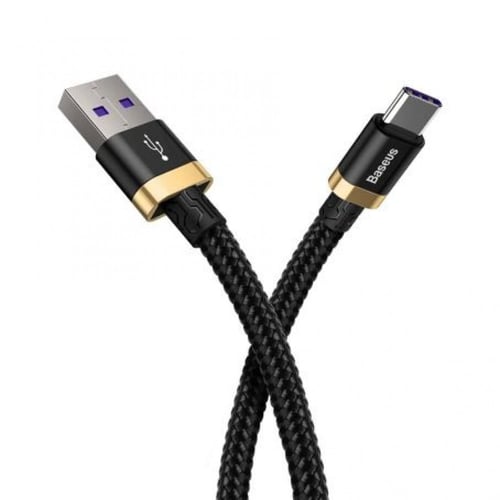 كيبل تايب سي USB بيسوس ، قماش ، اسود ، 3 متر