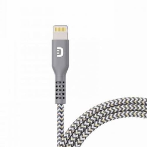 كيبل ايفون USB زندور ، قماش ، سلفر ، طول متر