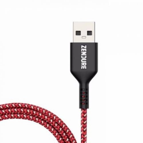كيبل ايفون USB زندور ، قماش ، احمر ، طول متر