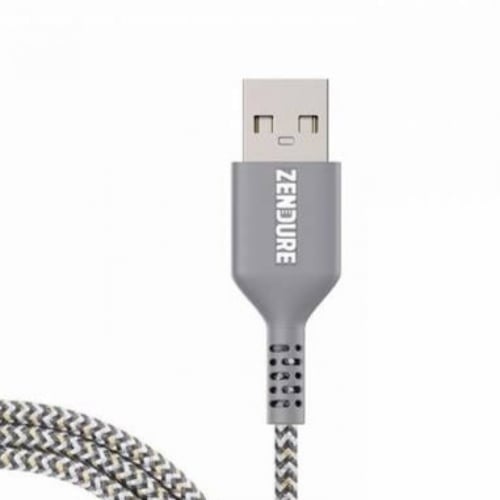 كيبل ايفون USB زندور ، قماش ، سلفر ، طول متر