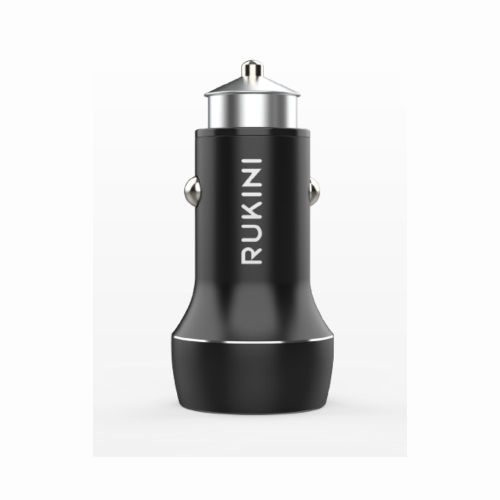 شاحن سيارة منفذين USB روكيني بقوة 24W أسود