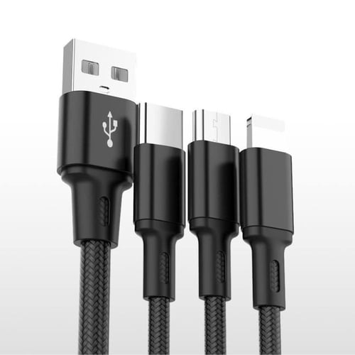 كيبل Power N قماشي 3 في 1 بطول 1.2 متر