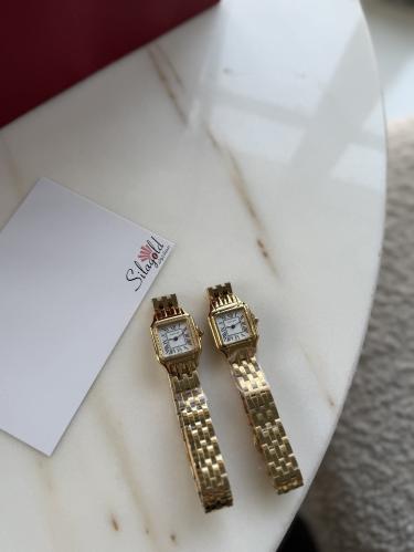 ساعه ك بانثر ذهبي مع كرستال