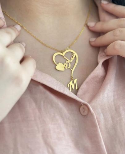 سلسال قلب مطلي ذهب