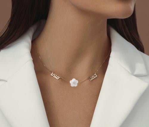 سلسال اسمين مع ورده صدف طبيعي