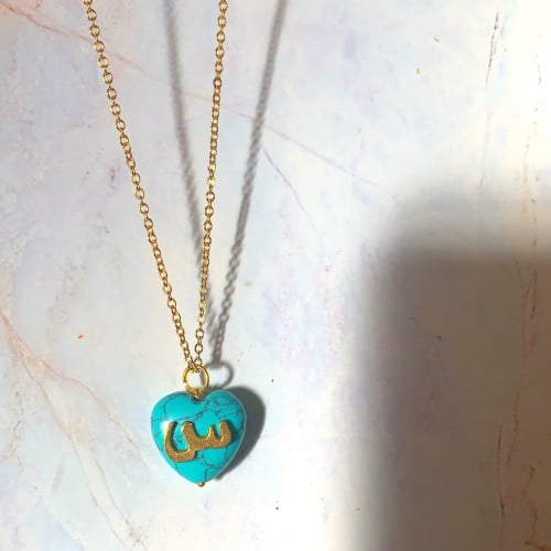 سلسال مطليه ذهب القلب حجر الفيروز