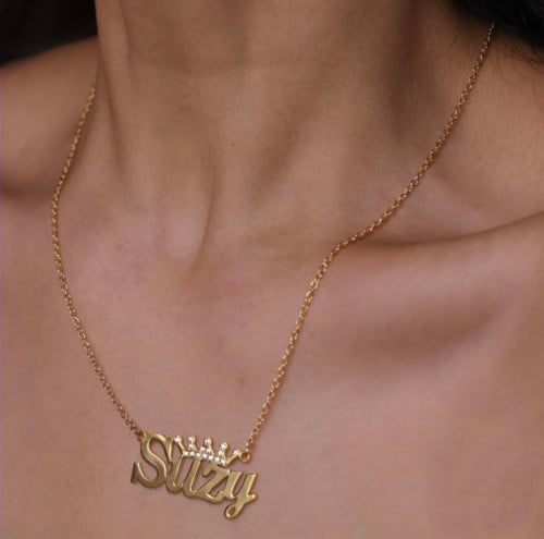 سلسال بالاسم مطلي ذهب مع الكرستال