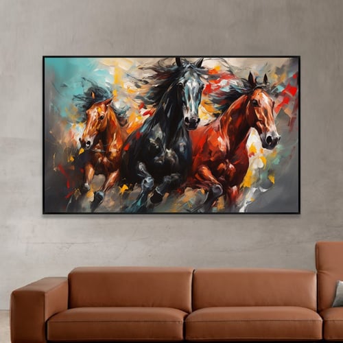 لوحة قماشية بتصميم احصنة