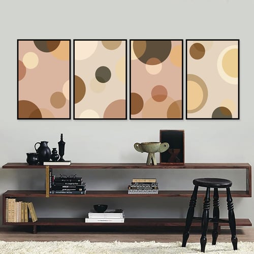 لوحة قماشية مودرن اربع قطع بتصميم فن تشكيلي