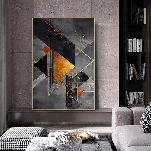 لوحة قماشية بتصميم الفن الهندسي و التجريدي