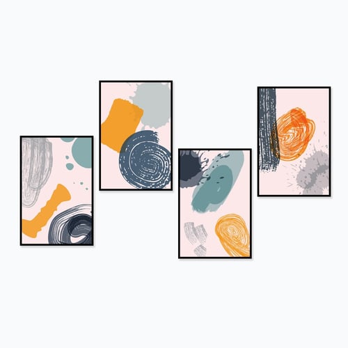 لوحة قماشية مودرن اربع قطع بتصميم فن تشكيلي