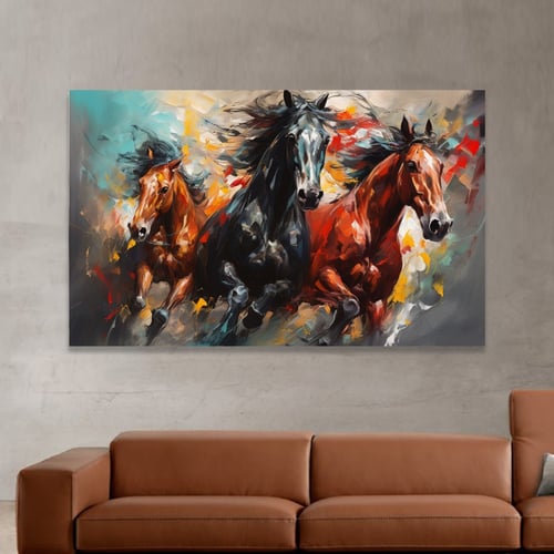 لوحة قماشية بتصميم احصنة