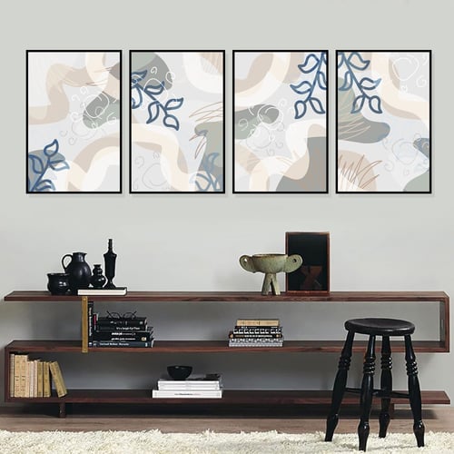 لوحة قماشية مودرن اربع قطع بتصميم فن تشكيلي