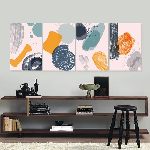 لوحة قماشية مودرن اربع قطع بتصميم فن تشكيلي