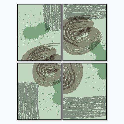 لوحة قماشية مودرن اربع قطع بتصميم فن تشكيلي