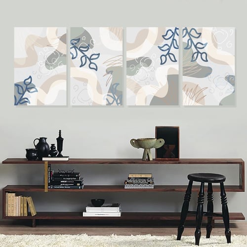 لوحة قماشية مودرن اربع قطع بتصميم فن تشكيلي