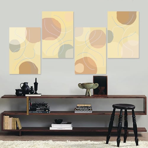 لوحة قماشية مودرن اربع قطع بتصميم فن تشكيلي