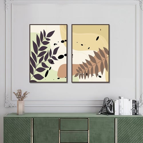 لوحة قماشية ثنائية مودرن بتصميم شكل تجريدي