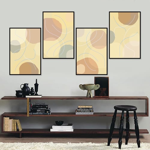 لوحة قماشية مودرن اربع قطع بتصميم فن تشكيلي