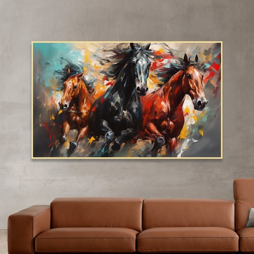 لوحة قماشية بتصميم احصنة