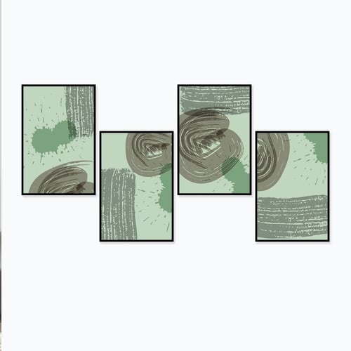 لوحة قماشية مودرن اربع قطع بتصميم فن تشكيلي