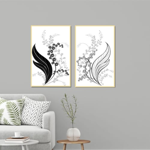 لوحة قماشية ثنائية مودرن بتصميم وردة