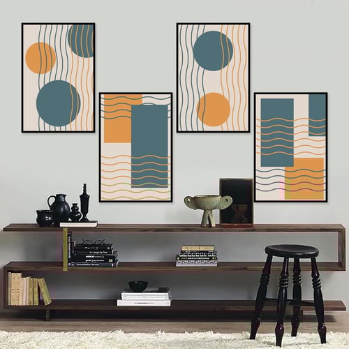 لوحة قماشية مودرن اربع قطع بتصميم فن تشكيلي