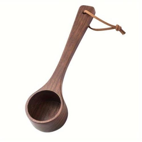 ملعقة خشبية معيار القهوة تعليقة جلد
