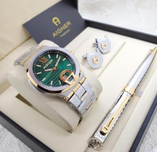 طقم ساعة وقلم وكبك اغنر مع الملحقات