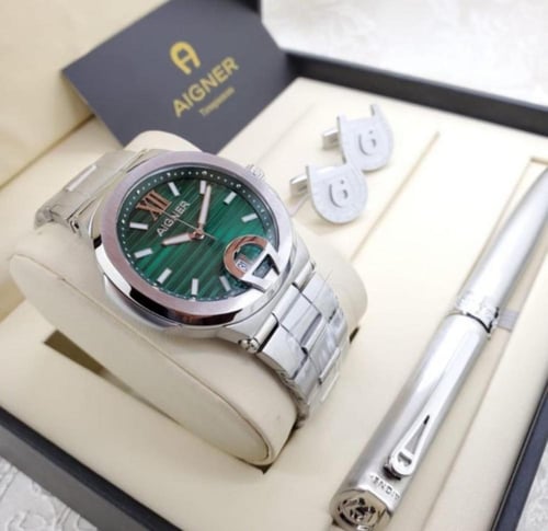 طقم ساعة وقلم وكبك اغنر مع الملحقات