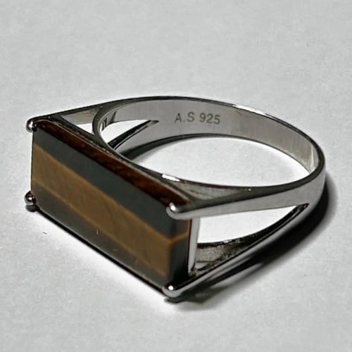 خاتم شنكار فضة عيار 925 ; مستطيل مقاس 8