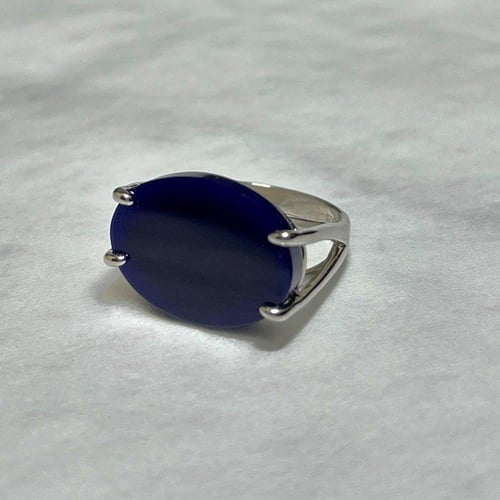 خاتم رجالي فضة عيار 925 ( كحلي ) مقاس 5