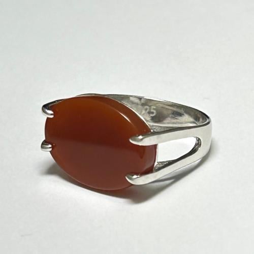 خاتم شنكار أحمر - مقاس 7 - فضة عيار 925